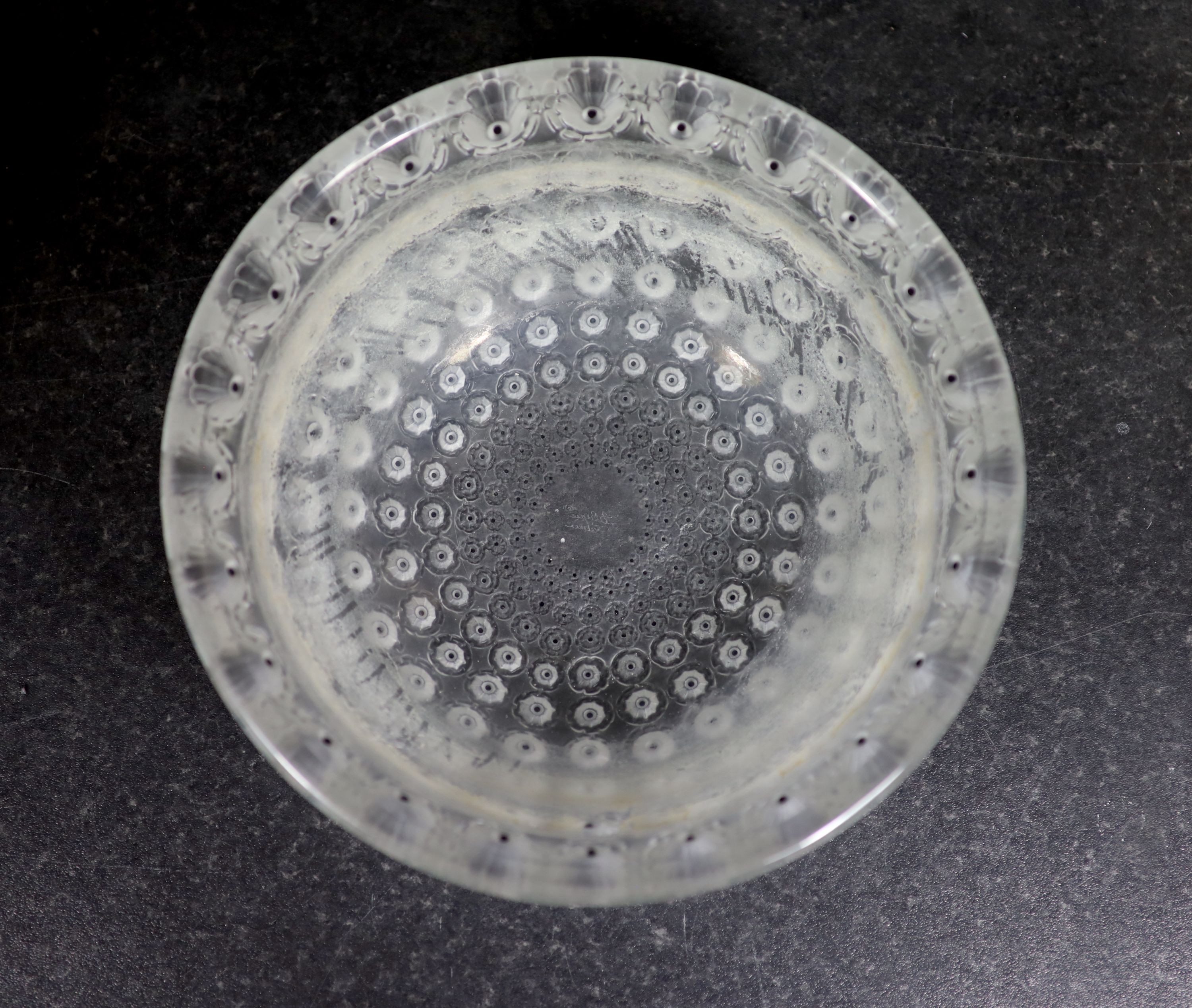 A Lalique 'Nemours' pattern bowl, designed in 1929, post war, 25.5 cm diameter